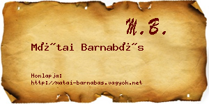 Mátai Barnabás névjegykártya